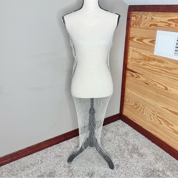 Lulus Sunlight Sparkle White Fishnet Rhinestone Maxi Dress Swim Coverup XS/S NWT - Picture 3 of 11